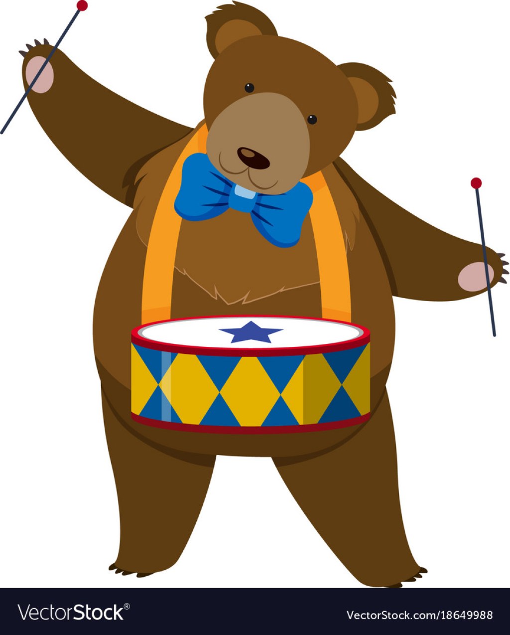bear drum - Brown bear playing drum Royalty Free Vector Image