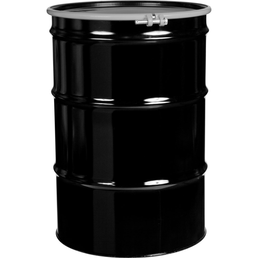 55 gallon drum black - Gallon Steel Drum, Black, UN Rated, Lined, GA, Cover w/Bolt Ring