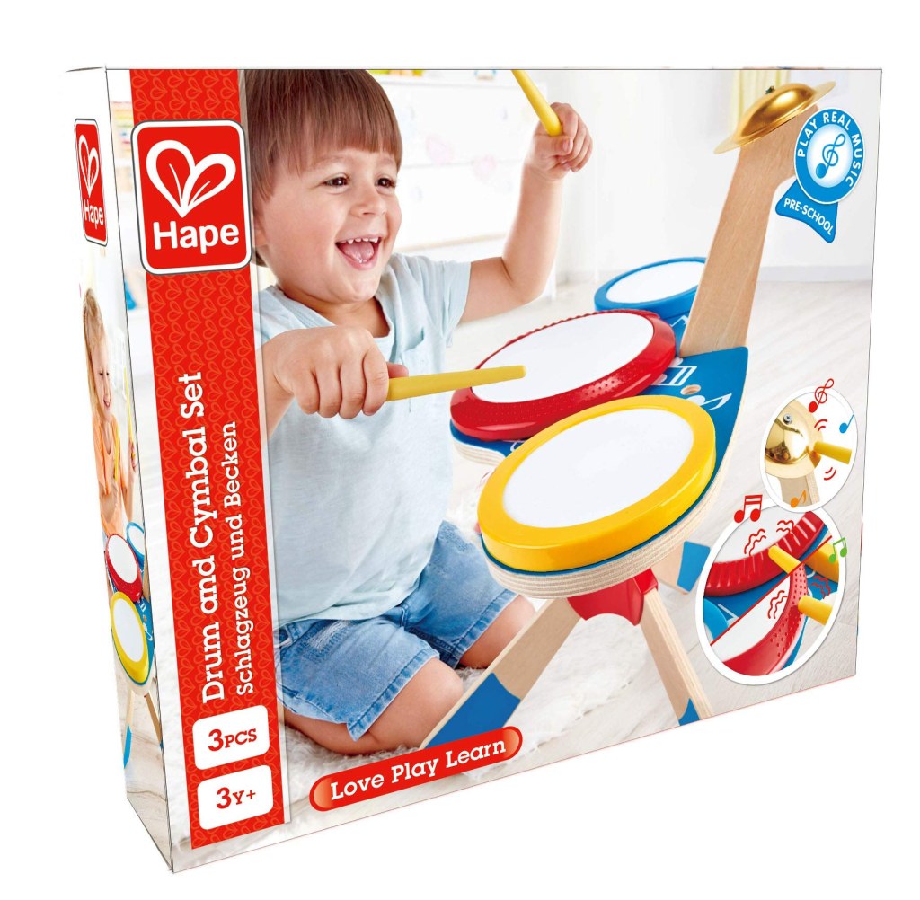 hape drum - Hape Schlagzeug und Becken, Spielzeug Musikinstrument für Kinder ab  Jahre