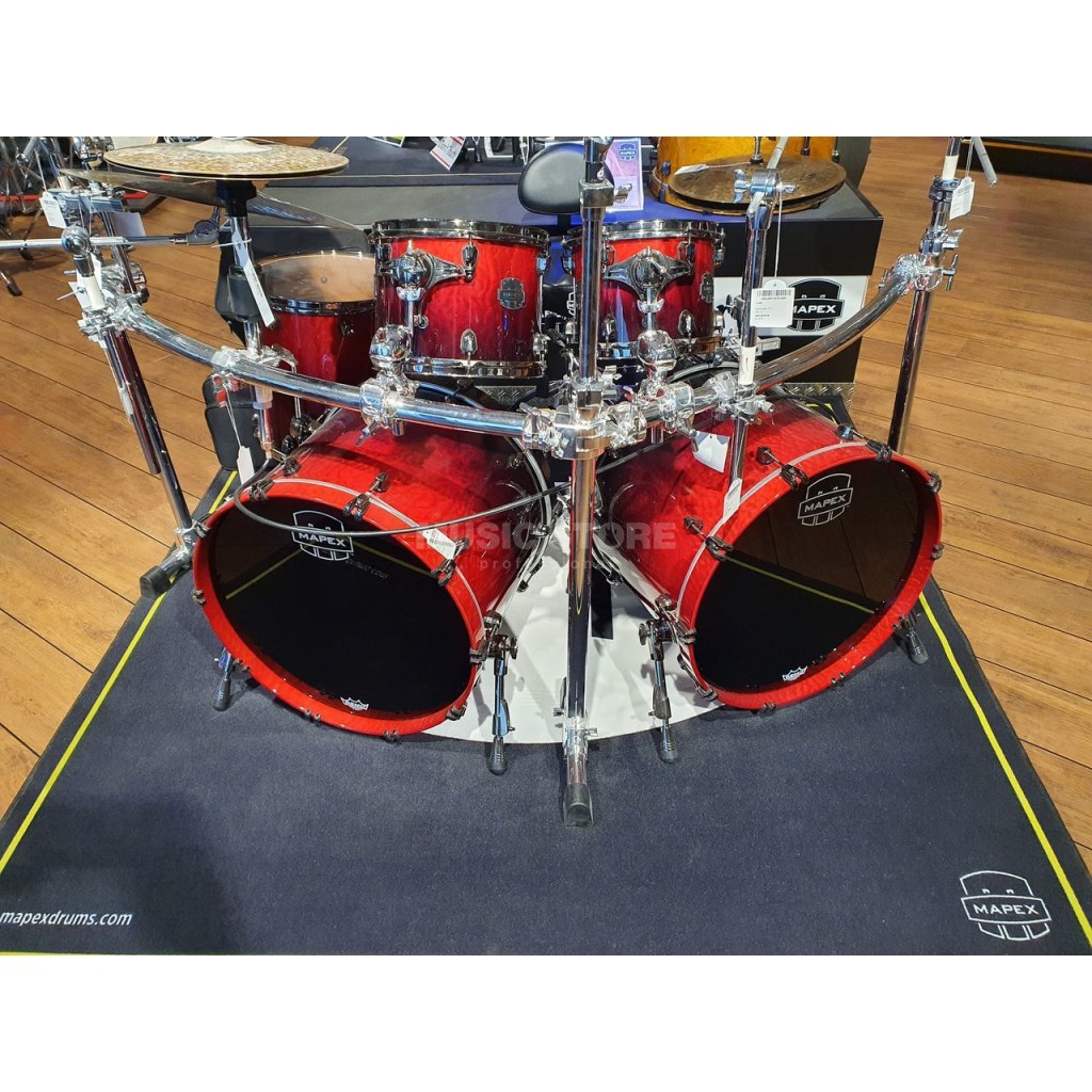 mapex double bass drum set - Mapex Saturn V MH Exotic Double Bass Shell-Set Cherry Mist Maple