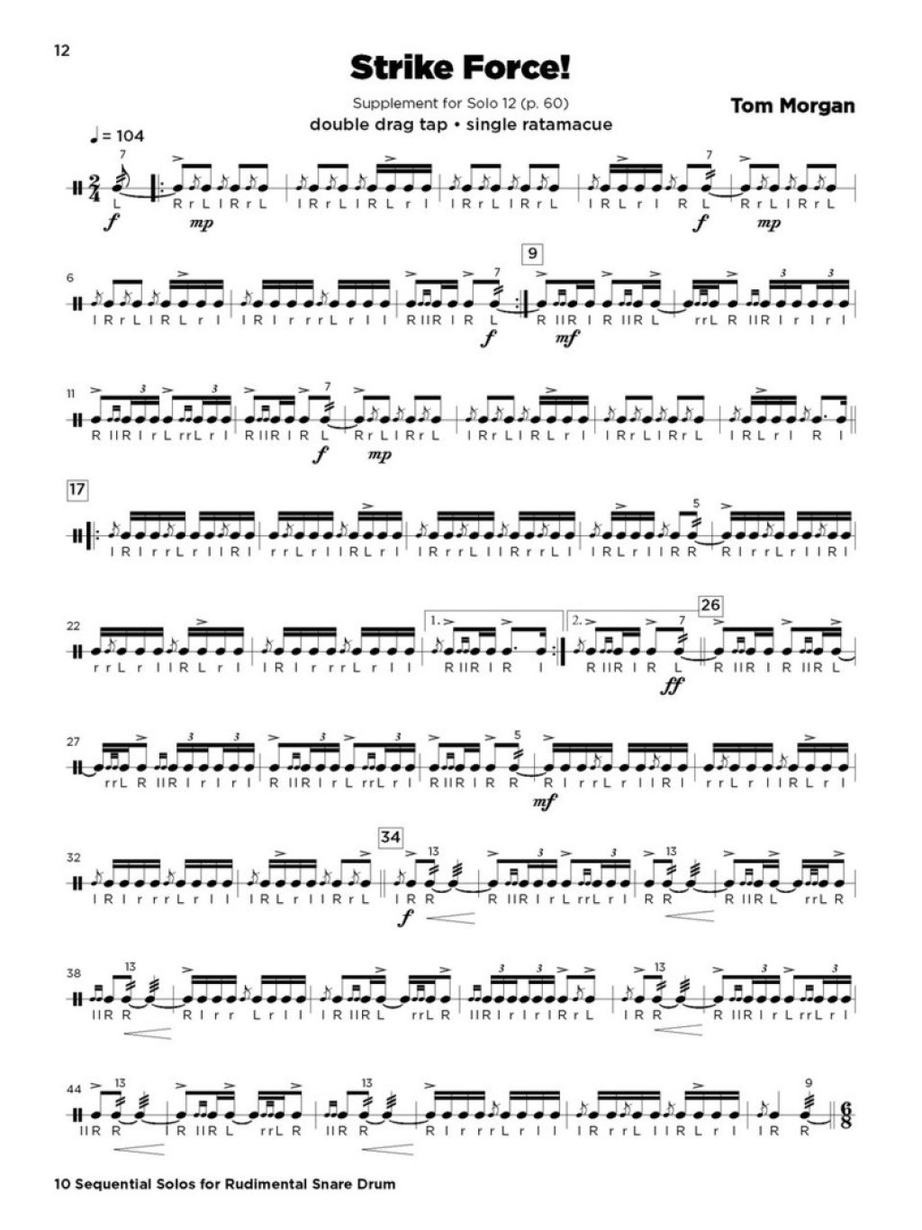solo snare drum - Morgan, Tom:  Sequential Solos for Rudimental Snare Drum