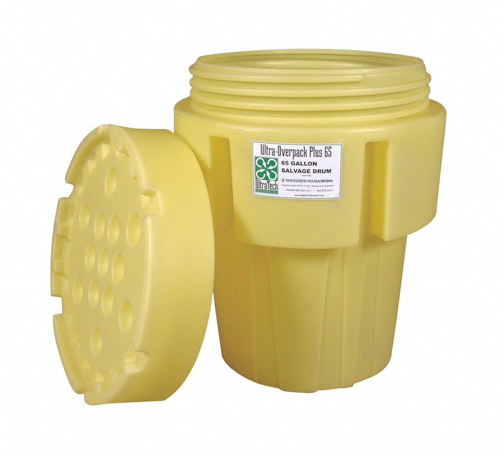 65 gallon overpack drum - ULTRATECH Overpack Drum: LDPE,  gal, Screw-On Lid, Unlined/No Interior  Coating, Polyethylene